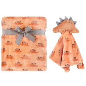 Hudson Baby Infant Boy Plush Blanket with Security Blanket, Stegosaurus, One Size, Drk Orange