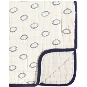 Hudson Baby Infant Boy Muslin Tranquility Quilt Blanket, Football, One Size, Brt Blue