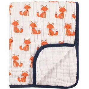 Hudson Baby Infant Boy Muslin Tranquility Quilt Blanket, Foxes, One Size, Drk Orange