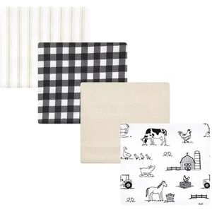 Hudson Baby Unisex Cotton Flannel Receiving Blankets, Neutral Farm, One Size, Grey