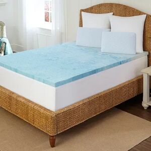 Pure Arctic Sleep by Pure Rest 2-inch Marbleized Gel Memory Foam Mattress Topper, Blue, Full