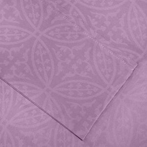 Pointehaven 300-Thread Count Printed Sheet Set, Purple, FULL SET