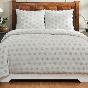 Better Trends Athenia Collection Cotton Chenille Comforter Set, Grey, King