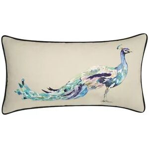 Edie at Home Edie@Home Reversible Ribbon Peacock Decorative Lumbar Pillow, Blue, 14X26