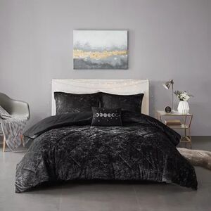 Intelligent Design Isabel Velvet Duvet Cover Set, Black, Full/Queen