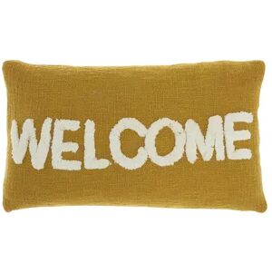 Mina Victory Life Styles Tufted Welcome Throw Pillow, Yellow, 12X21