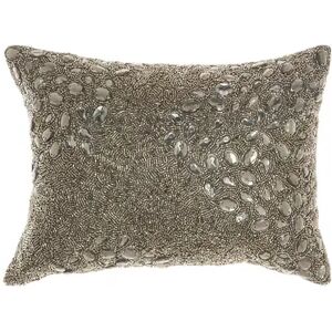 Mina Victory Luminescence Fully Beaded Throw Pillow, Grey, 10X14