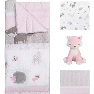 Sammy & Lou Reversible Quilt, Fitted Crib Sheet, Crib Skirt & Plush Toy 4-Piece Crib Bedding Set, Fox