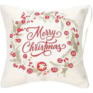 C&F Home Merry Christmas Wreath Throw Pillow, Beig/Green, 13.5X13.5
