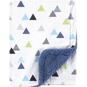 Hudson Baby Infant Boy Plush Blanket with Sherpa Back, Abstract, One Size, Brt Blue