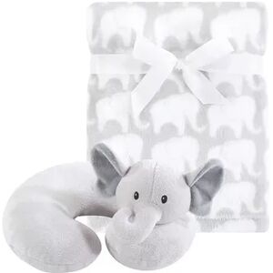 Hudson Baby Infant Neck Pillow and Plush Blanket Set, Gray Elephant, One Size, Grey