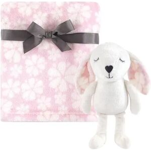 Hudson Baby Infant Girl Plush Blanket with Toy, Modern Bunny, One Size, Med Pink