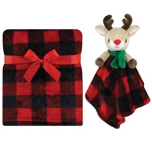 Hudson Baby Unisex Baby Plush Blanket with Security Blanket, Rudolph, One Size, Brt Red