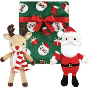 Hudson Baby Unisex Baby Plush Blanket with Toy, Rudolph And Santa, One Size, Green