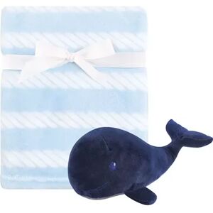 Hudson Baby Infant Boy Plush Blanket with Toy, Blue Whale, One Size, Brt Blue