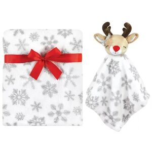 Hudson Baby Infant Girls Plush Blanket with Security Blanket, Girl Rudolph, One Size, White