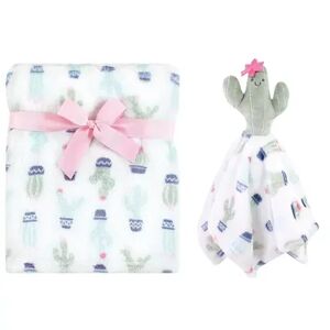 Hudson Baby Infant Girl Plush Blanket with Security Blanket, Cactus, One Size, Green