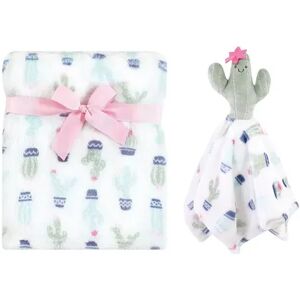 Hudson Baby Infant Girl Plush Blanket with Security Blanket, Cactus, One Size, Green