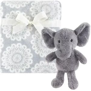 Hudson Baby Infant Plush Blanket with Toy, Snuggly Elephant, One Size, Grey