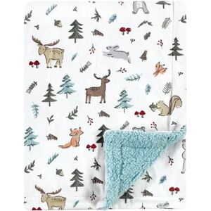 Hudson Baby Unisex Baby Plush Blanket, Woodland Friends, One Size, Brt Blue
