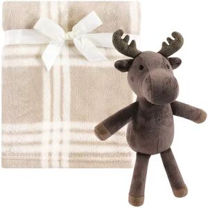 Hudson Baby Infant Boy Plush Blanket with Toy, Modern Moose, One Size, Red/Coppr