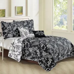 Serenta La Boheme 5-Piece Coverlet and Sham Set, Black, Queen