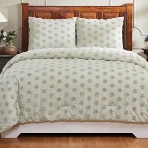 Better Trends Athenia Collection Cotton Chenille Comforter Set, Green, King