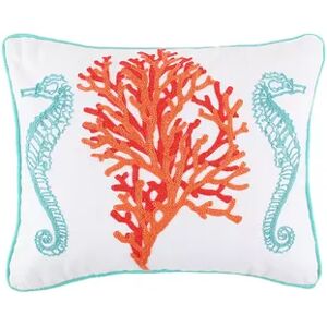 Levtex Home Sunset Bay Sea Horses Coral Pillow, White, Fits All