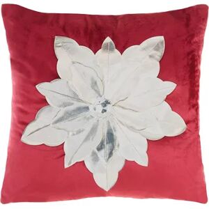Mina Victory Metallic Poinsettia Throw Pillow, Red, 16X16
