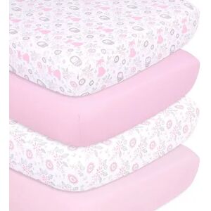 The Peanutshell 4-Pack Woodland Crib Sheets, Pink, Large