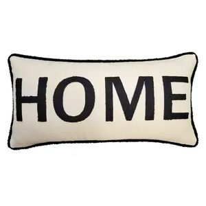 Edie at Home Edie@Home Home Plush Laser Cut with Buffalo Check Reverse Throw Pillow, Black, 14X28