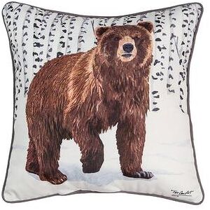 C&F Home Winter Grizzly Bear Throw Pillow, White, 18X18