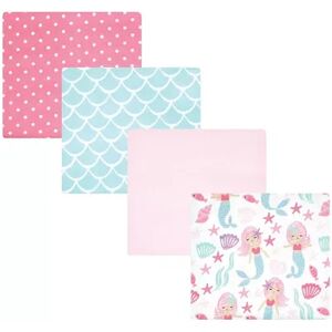 Hudson Baby Infant Girl Cotton Flannel Receiving Blankets, Mermaid, One Size, Med Pink