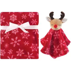 Hudson Baby Infant Plush Blanket with Security Blanket, Reindeer, One Size, Brt Red