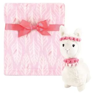 Hudson Baby Infant Girl Plush Blanket with Toy, Llama, One Size, Med Pink