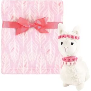 Hudson Baby Infant Girl Plush Blanket with Toy, Llama, One Size, Med Pink