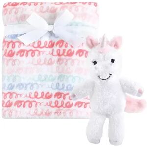 Hudson Baby Infant Girl Plush Blanket with Toy, Snuggly Unicorn, One Size, Med Pink