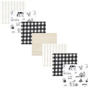 Hudson Baby Unisex Cotton Flannel Receiving Blankets Bundle, Neutral Farm, One Size, Grey