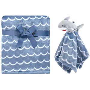 Hudson Baby Infant Boy Plush Blanket with Security Blanket, Shark, One Size, Brt Blue