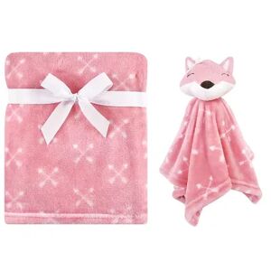 Hudson Baby Infant Girl Plush Blanket with Security Blanket, Fox, One Size, Med Pink