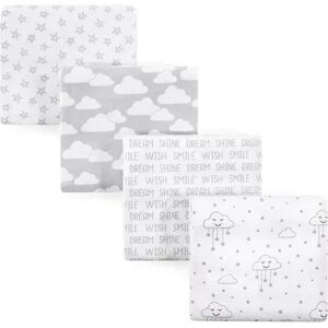 Hudson Baby Infant Cotton Flannel Receiving Blankets, Gray Clouds, One Size, Grey