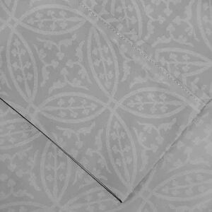 Pointehaven 300-Thread Count Printed Sheet Set, Grey, Queen Set