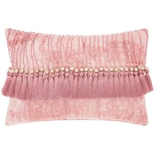Mina Victory Life Styles Velvet Tassels II Oblong Throw Pillow, Dark Pink, 14X20