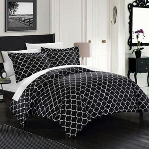 Chic Home Brooklyn Duvet Cover Set, Black, Queen