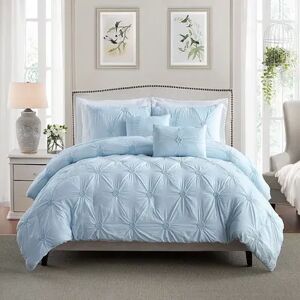 Swift Home Floral Pintuck Comforter Set, Blue, Twin