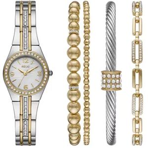 Relic by Fossil Women's Queen's Court Two Tone Watch & Bracelet Set, Size: Small, Gold