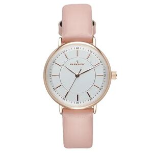 Peugeot Women's Modern Super Slim Watch, Sleek 14K Rose Gold Plated Dress & Evening Watch with Leather Strap, Size: Medium, Pink