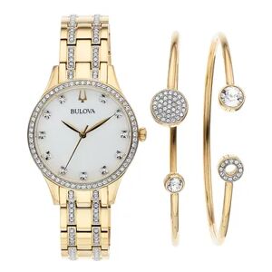 Bulova Women's Crystal Watch & Bracelet Set - 98X119, Yellow