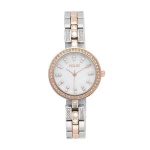 Folio Women's Two Tone Link Glitz Watch, Size: Small, Pink