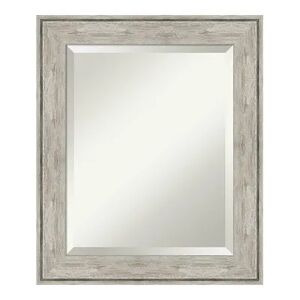 Amanti Art Crackled Metallic Framed Bathroom Vanity Wall Mirror, Silver, 25X25